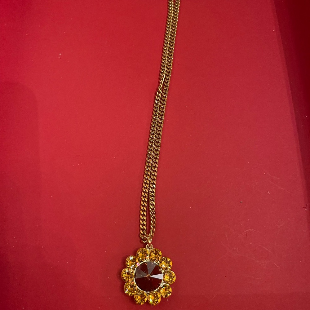 Tova Swarovski crystal Radiant Gold sundlower color Necklace